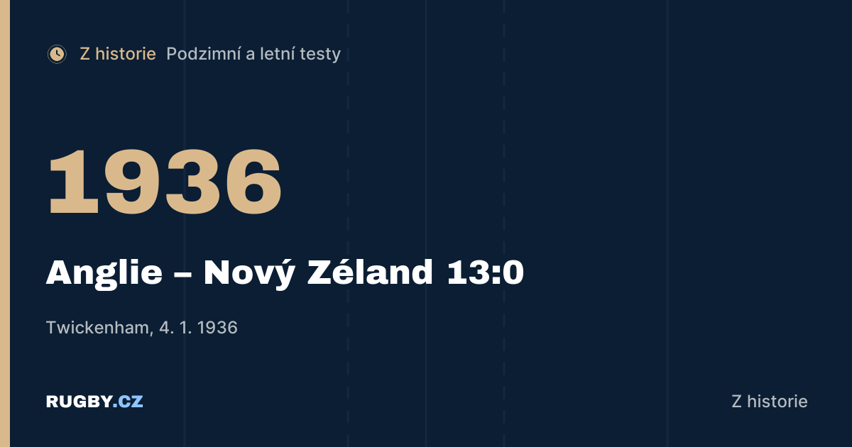 Twickenham 1936: kníže Obolenskij a první vítězství Anglie nad All Blacks