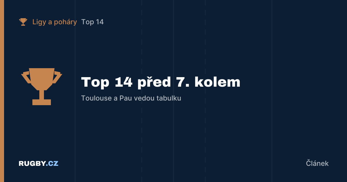 Top 14 před sedmým kolem: Toulouse a Pau utíkají ostatním
