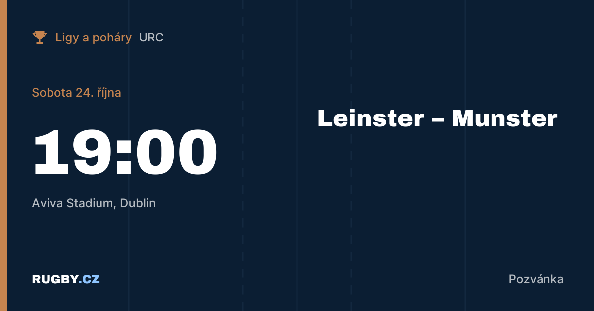 URC před 4. kolem: irské derby Leinster – Munster na Aviva Stadium