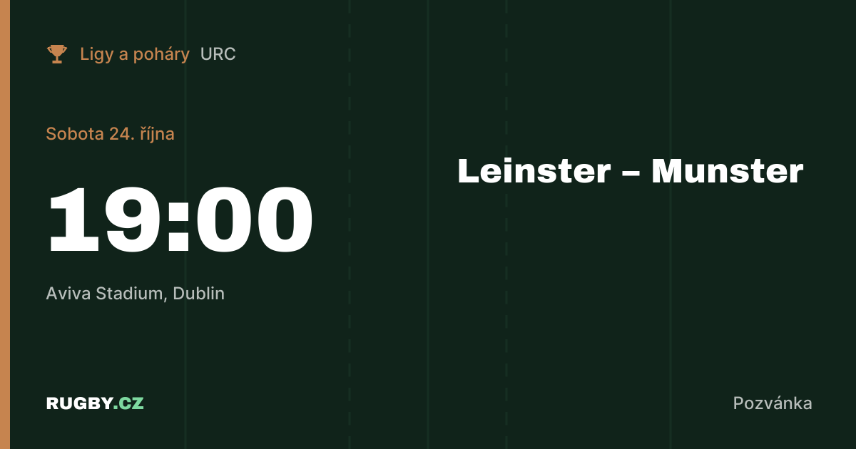 URC před 4. kolem: irské derby Leinster – Munster na Aviva Stadium