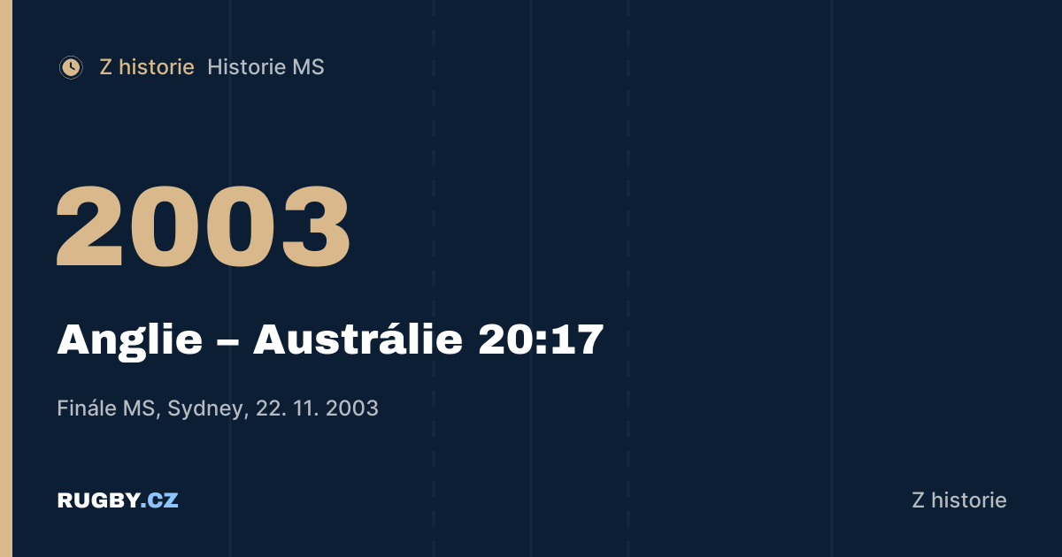 Wilkinsonův drop: jak Anglie v roce 2003 vyhrála mistrovství světa v posledních vteřinách